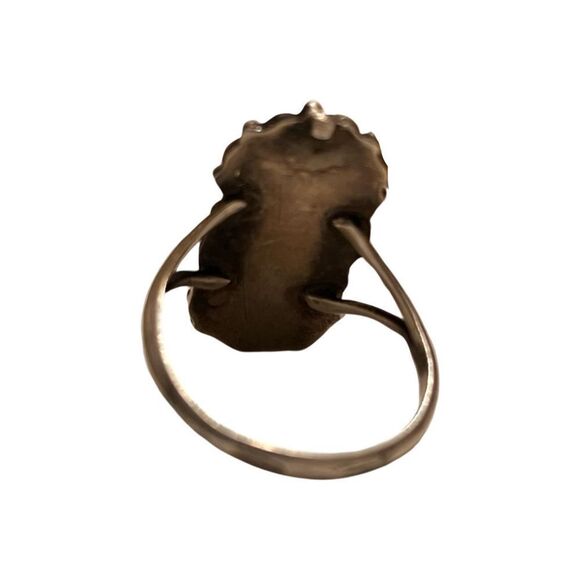 Vintage Navajo Turquoise & Sterling Silver Double Decker Ring - Picture 7 of 14